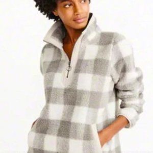Abercrombie and Fitch Half Zip Sherpa in Check Size S
